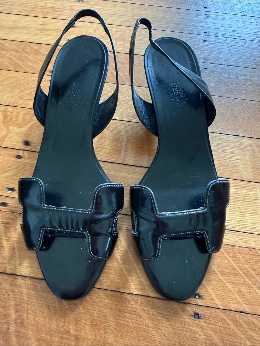 Cleaning closet! Hermes Black Patent Leather H-Strap Sandals - size 39 (8.5/9)